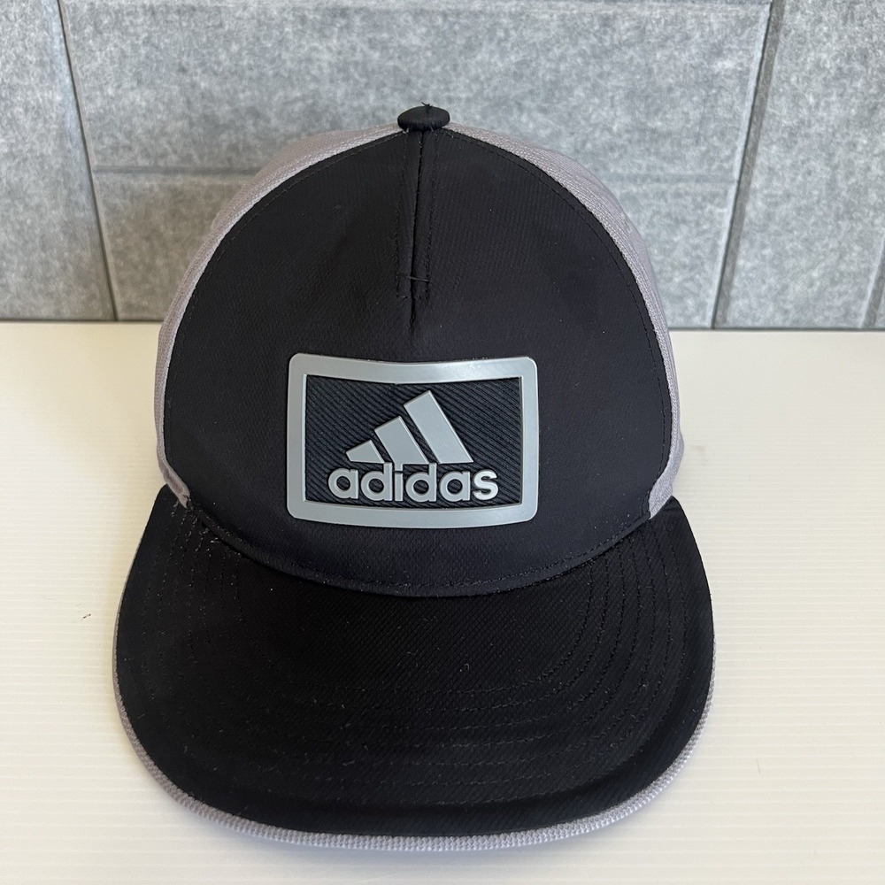 Adidas Golf Hat Cap Snap Back Mens One Size Black Gray Logo Performance